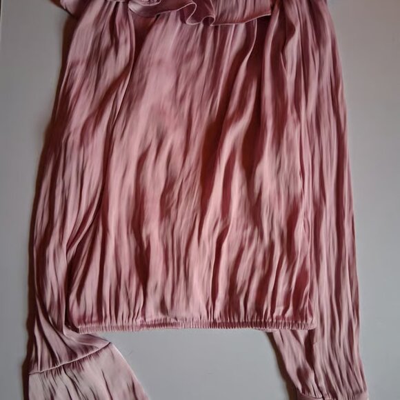 A New Day Pink Ruffle Wrap V Neck Blouse size S - Picture 2 of 6